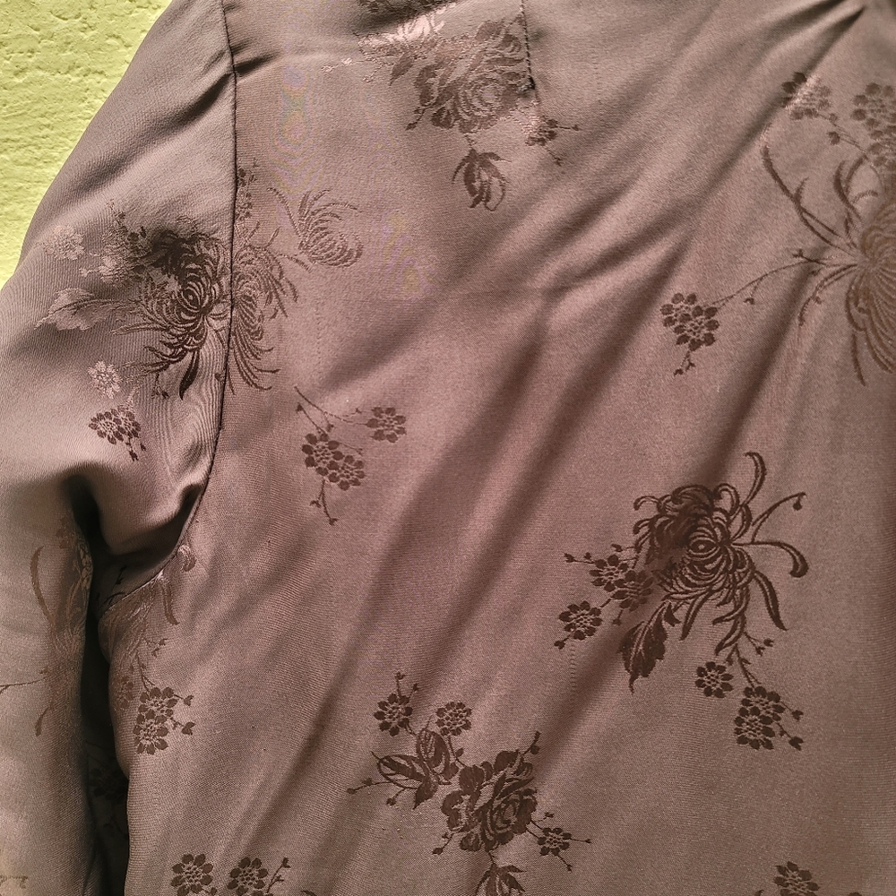 Vintage 100 Percent Silk Brown 2 pocket jacket - Picture 5 of 8